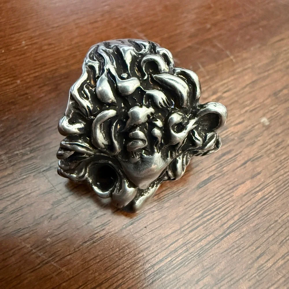 Gucci Silver-tone Brass Lion Head Ring‎ - IT Size 13 = 6.5 US (53mm)